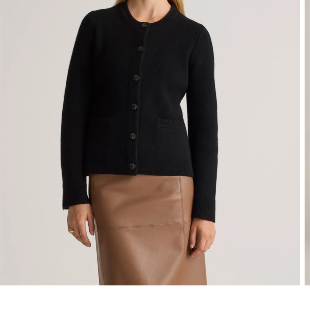 NWT Quince Mongolian Cashmere Structured Cardigan in Black size XL